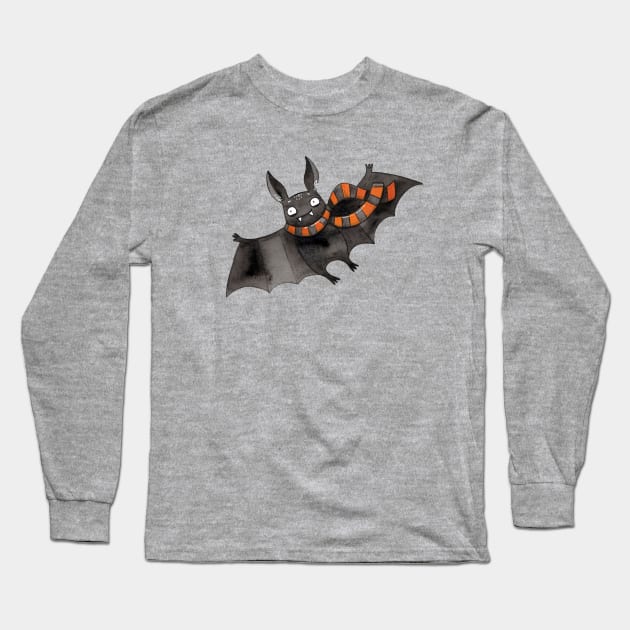 Cute watercolor bat Long Sleeve T-Shirt by kattymur